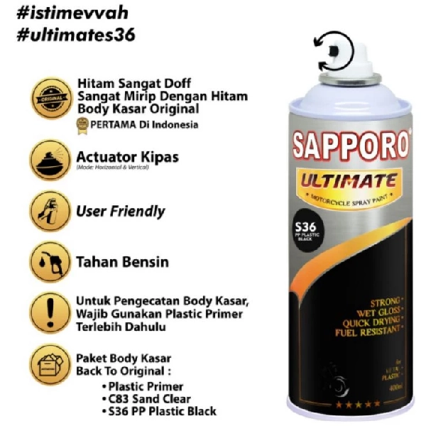 SAPPORO Ultimate PP Plastik Black S36 400ml