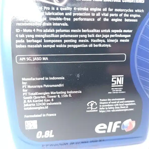 ELF Moto 4 Pro 20W50 Mineral Oli 0.8L