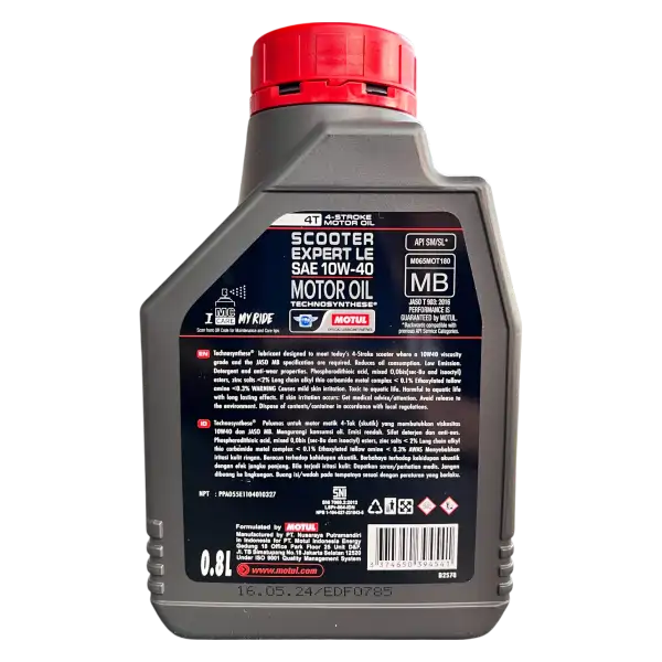MOTUL Scooter Expert LE 10W40 Oli 0.8L