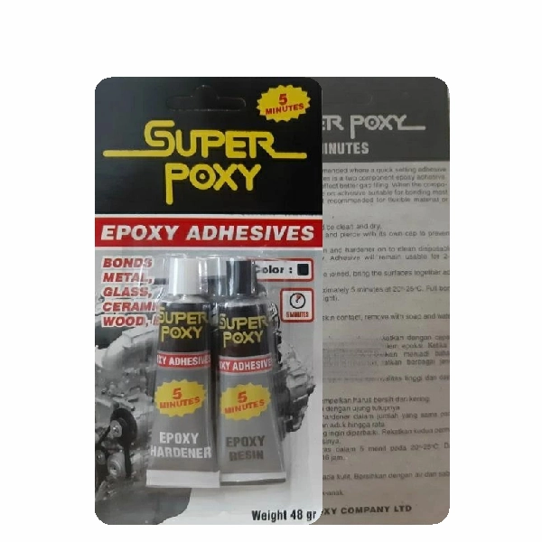SUPER POXY Lem Plastik Steel 5 Menit 48gr