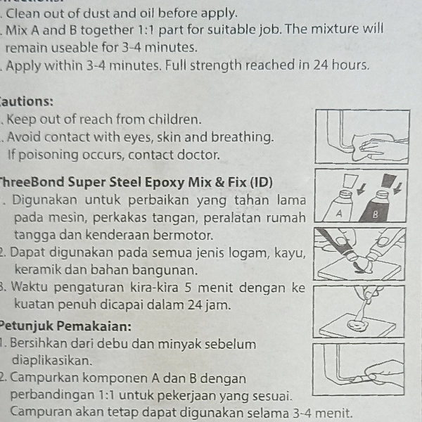THREEBOND Epoxy Lem Besi Campur 35ml